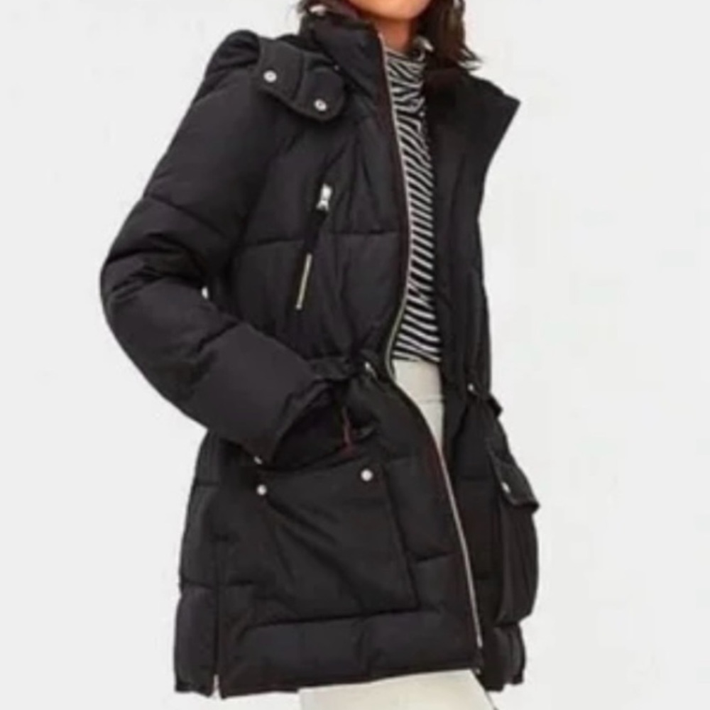 J Crew Chateau Puffer Parka w/ Hood, PrimaLoft, Warm Lightweight - Womens Large